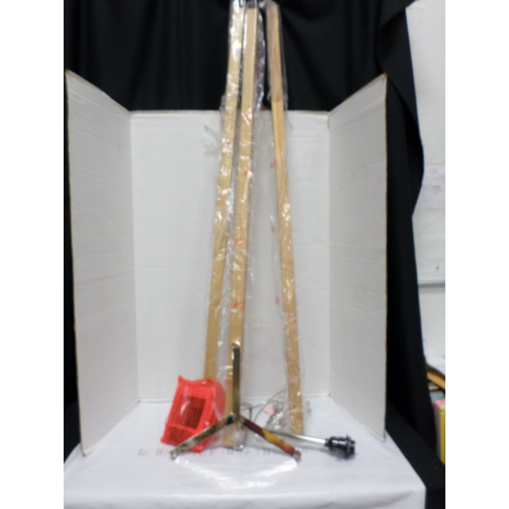 Pottery Barn West Elm Tripod Cinema Wood Floor Lamp Light Modern NO SHADE